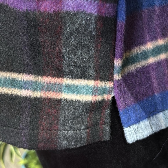Ashley Wool Blend Rainbow Flannel Plaid,crop outerwear,button-down,chest pocket - Picture 4 of 10